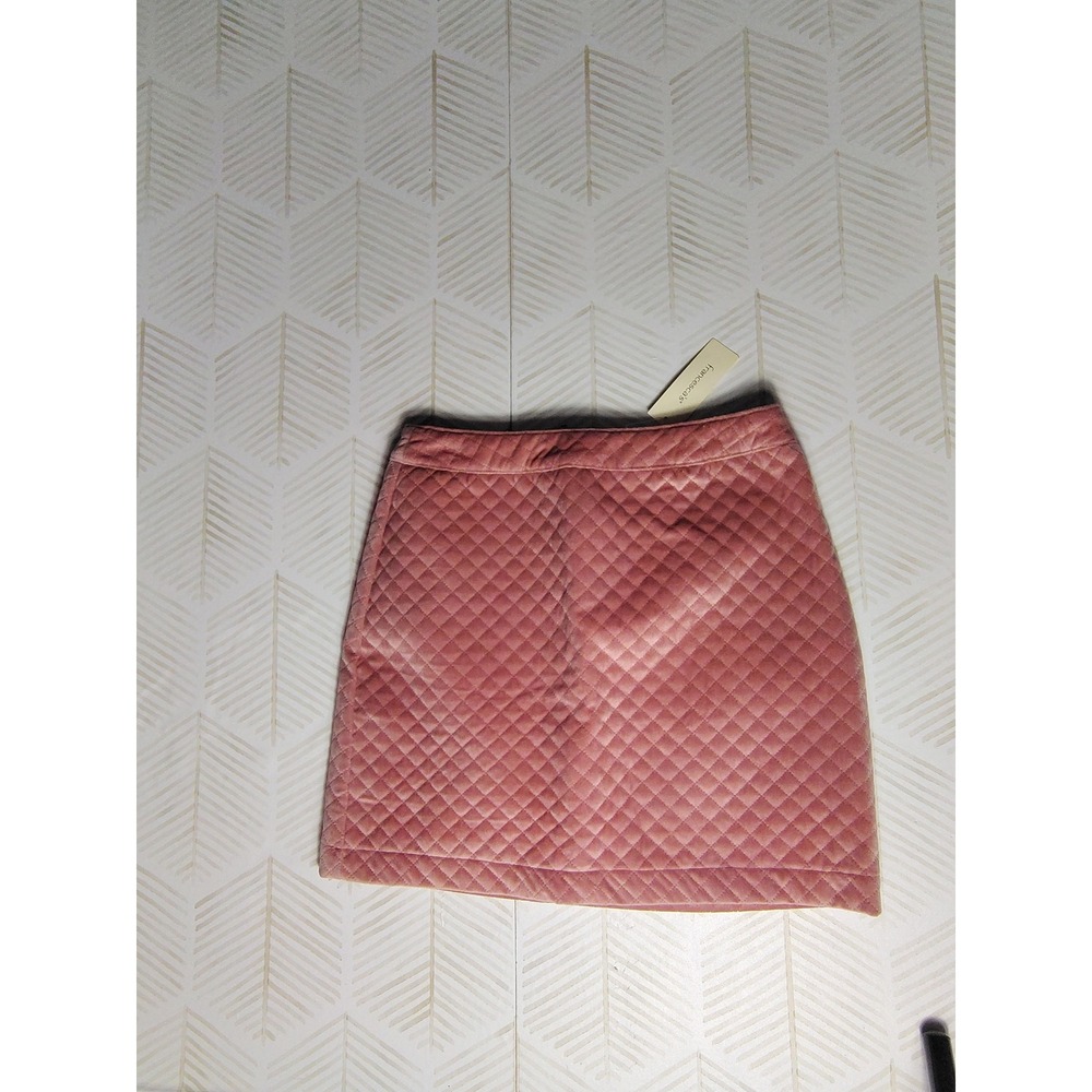 Francescas Pink Quilted Velvet Mini Skirt Rose Diamond Stitch Size Small NWT